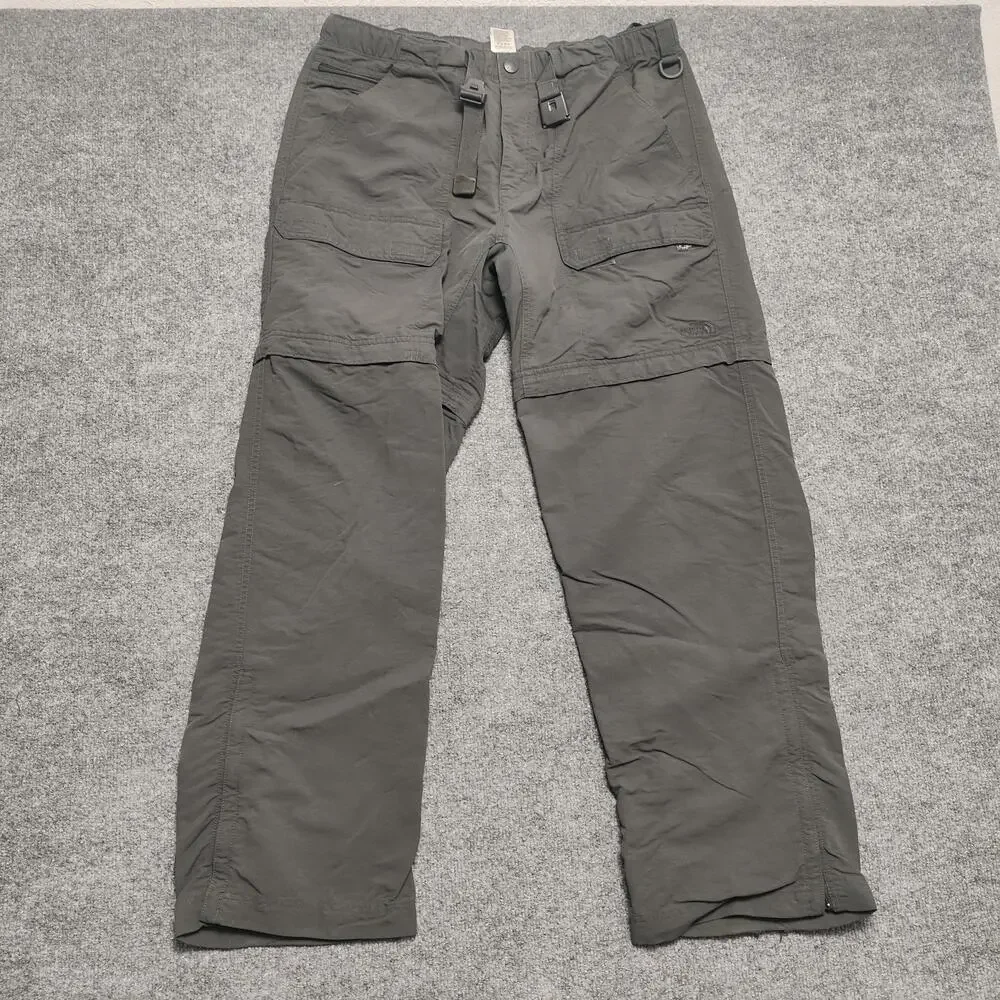 The North Face Pants Mens 36x30 Gray Convertible Cargo Belted Hiking Travel